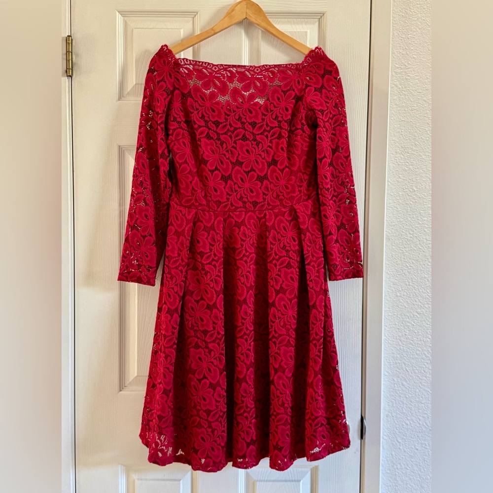 MissMay Red Lace Dress NEW Lined Fitted Retro